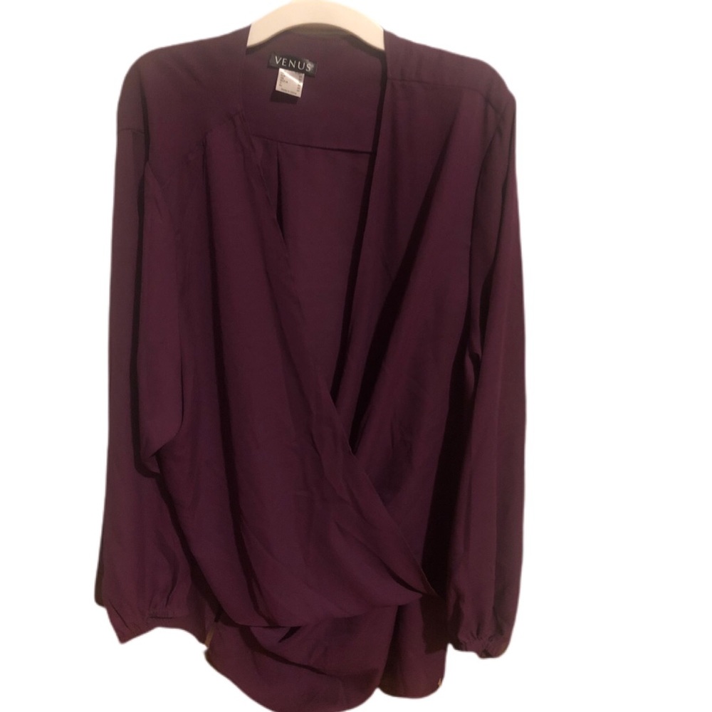 Purple plus size wrap blouse